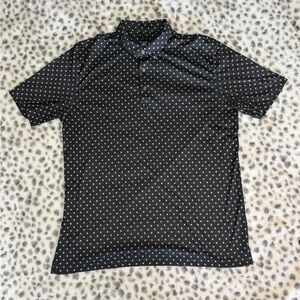 Greg Norman Polo Shirt Men’s XL Black Geometric Print Performance Golf Shirt